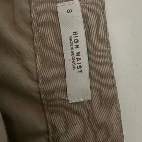 LOFT Tan Button Front High Rise Wide Leg Pants Size 8 - Picture 7 of 10